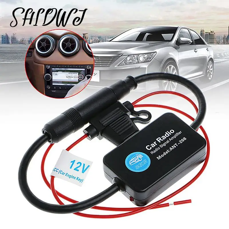 Car Antenna Signal Amplifier Set AM FM Radio Signal Anti-interference Enhance Auto Electronic Accessories 12V