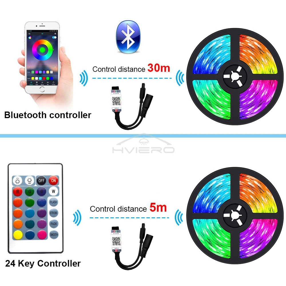 LED Strip Lights RGB 2835 DC 12V IR Bluetooth App Control Flexible Led Lamp Ribbon For Home Room Decor TV BackLight Diode Tape