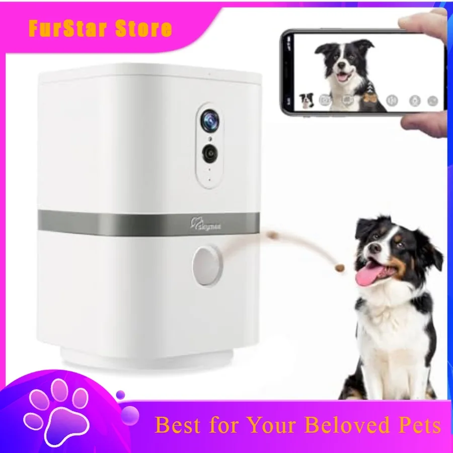 FurStarPetalk AI II Dog Camera 5G WiFi Automatic Treat Dispenser With 180 Pan Full-Room View In Black For Pet Monitoring And Tra