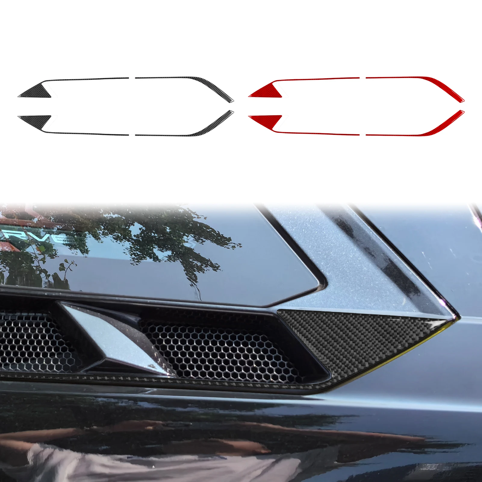 

Для Chevrolet Corvette C8 2020 + автомобильные аксессуары из углеродного волокна, крышка воздуховыпускного отверстия на крыше двигателя, наклейка на панель, модификация