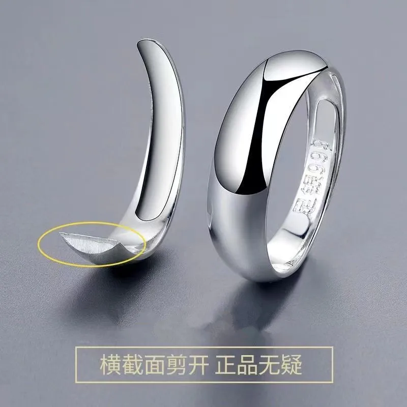 Buyee 925 Sterling Silver Couples Ring Elegant Can Engrave Name & Date Open Ring for Women Men Classic Fine Jewelry Circle - Image 3