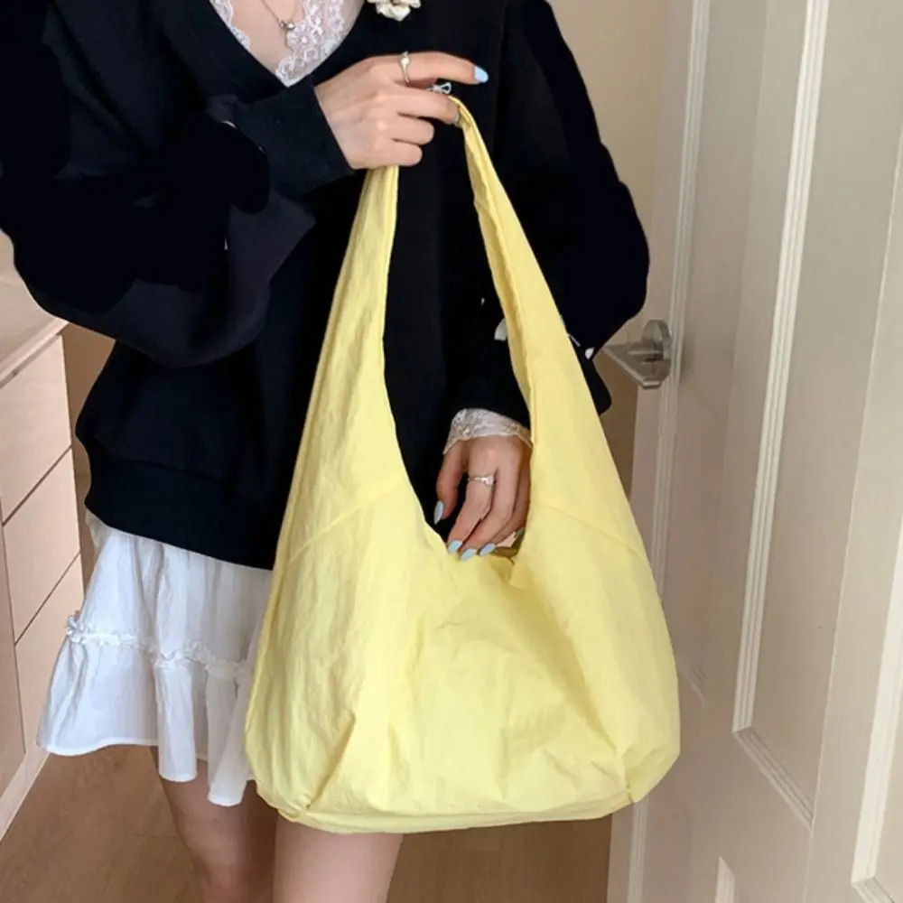 Candy Color Nylon Shoulder Bag Quick-dry Solid Color Casual Tote Bag Korean Style Large Capacity Japanese Style Shoulder Bag