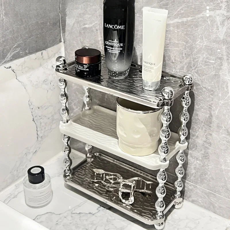 

Light Luxury Cosmetics Shelf: Ceramic Storage Organizer, Modern Minimalist Design, Ideal for Makeup Accessories