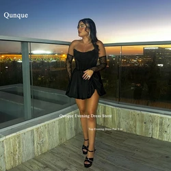 Qunque Fashion Short Graduation Homecoming Dress Draped Skirt Above Knee Lace Cocktail Party Dress Customized Vestido De Fiesta