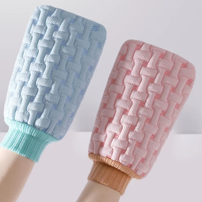 1 قطعة قفاز حمام الوجهين غسل الجسم التقشير الطين القوي فرك حمام الإسفنج أدوات إزالة الجلد الميت منشفة استحمام سميكة #3