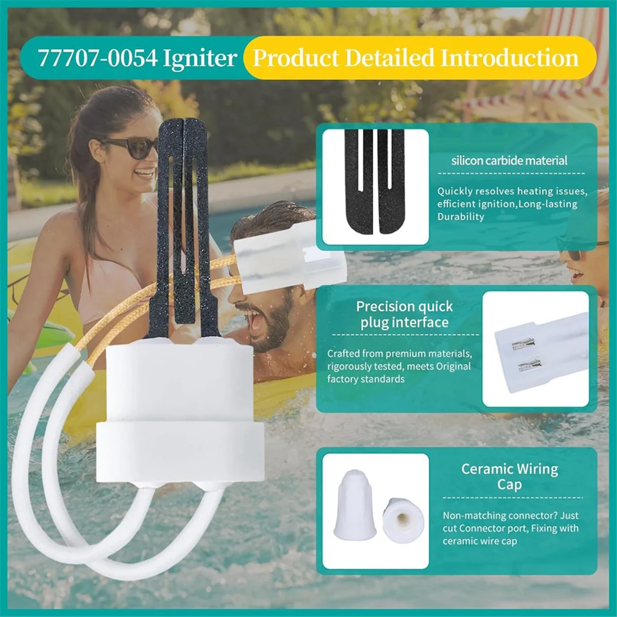 2025+77707-0054 Igniter, Pool Heater Kit Fits Pool and Spa Heaters Replacement Heater Accessories
