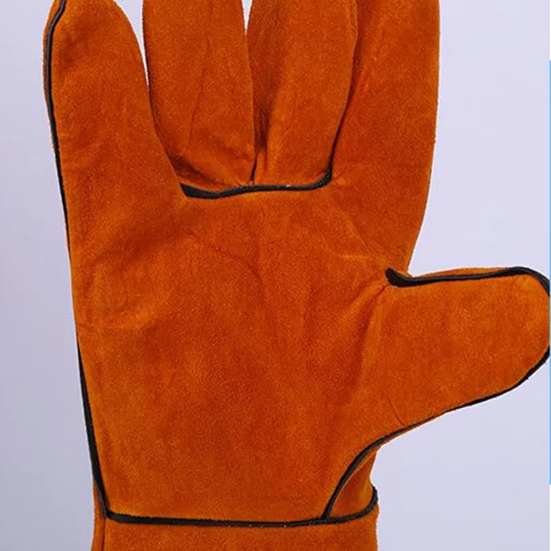 Work gloves Double Layer Fireproof Cow Leather Welder Gloves Anti-Heat Work Safety Gloves For Welding Metal protective gloves