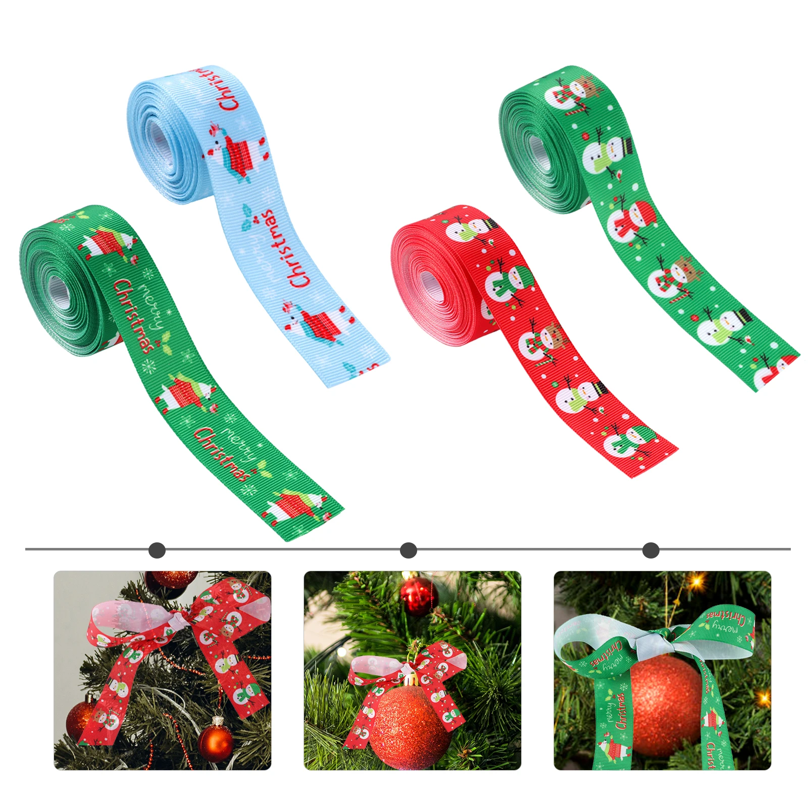 

4 Pcs Christmas Packaging Ribbon Set Package Supply Wrapping Riband Decorate for Sewing Gift Cloth Crafts Outdoor