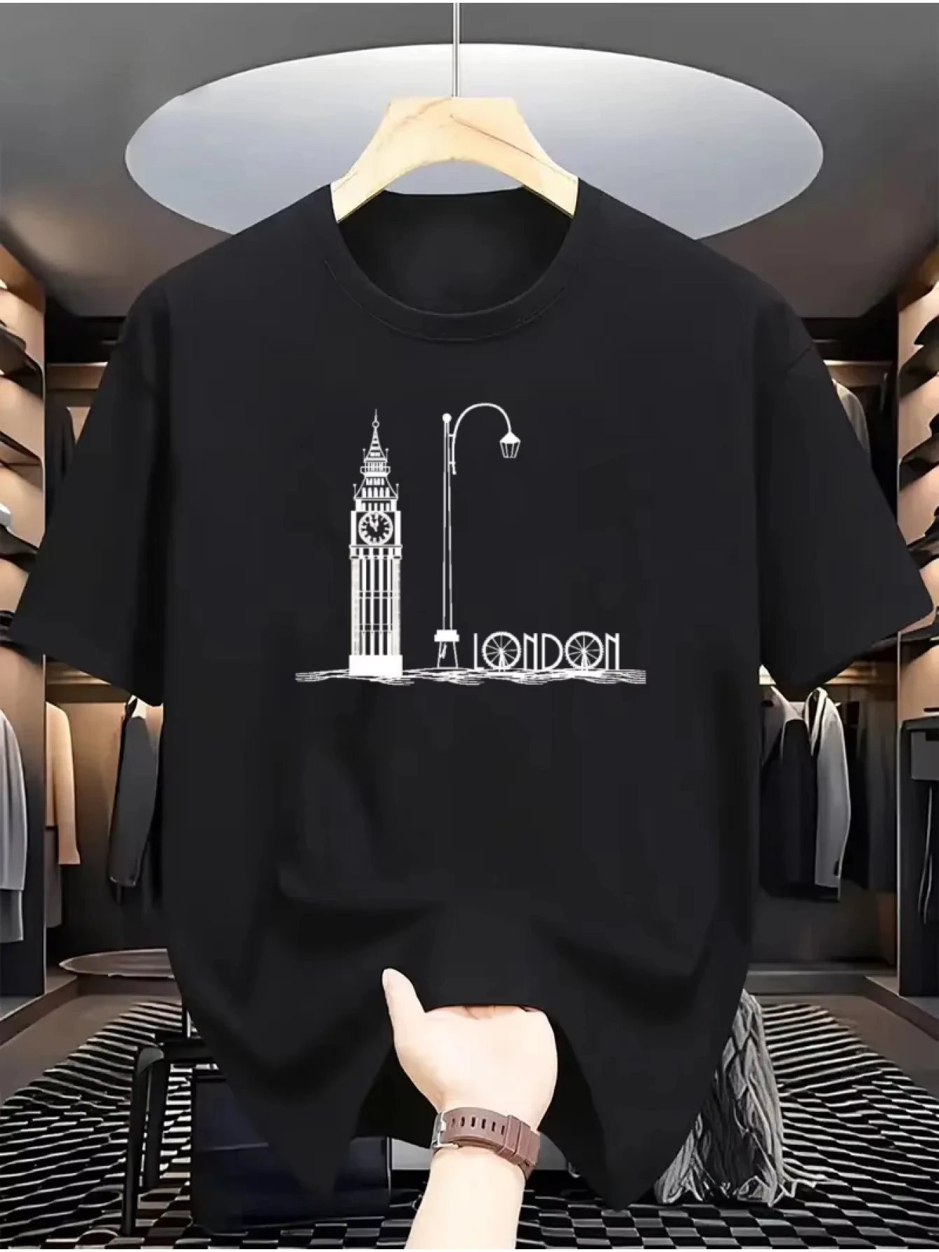 

Men'S Cotton T-Shirt with London Big Ben Design - Casual Comfortable Versatile Basic Tee for Casual Attire Men Clothing