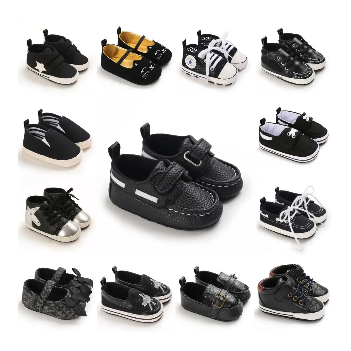 

Black Fashion Newborn Casual Cloth Shoes Boys And Girls First Step Walking Shoes Infants Toddlers Children's Non Slip Baby Shoes