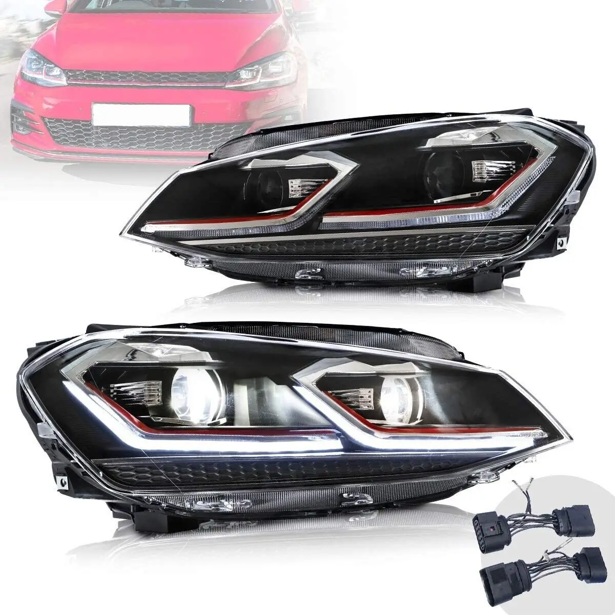 LED Headlight for Volkswagen VW Golf 7 Golf 7.5 2013 2014 2015 2016 2017 2018 Sequence Indicator Pair Front Replacement