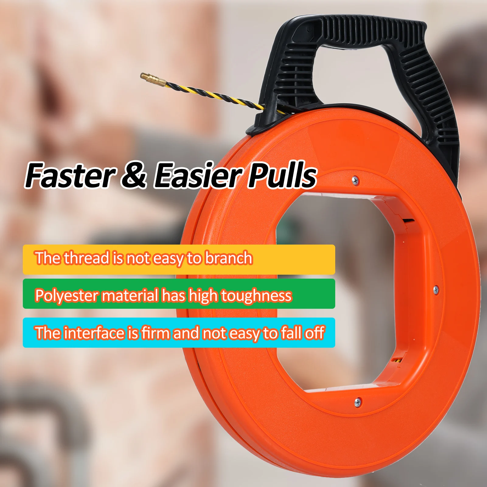 Electrical Wire Puller, 100FT Polyester Electrical Fish Tape, Fish Tape Wire Puller with High Impact Case, Cable Retractable Aid