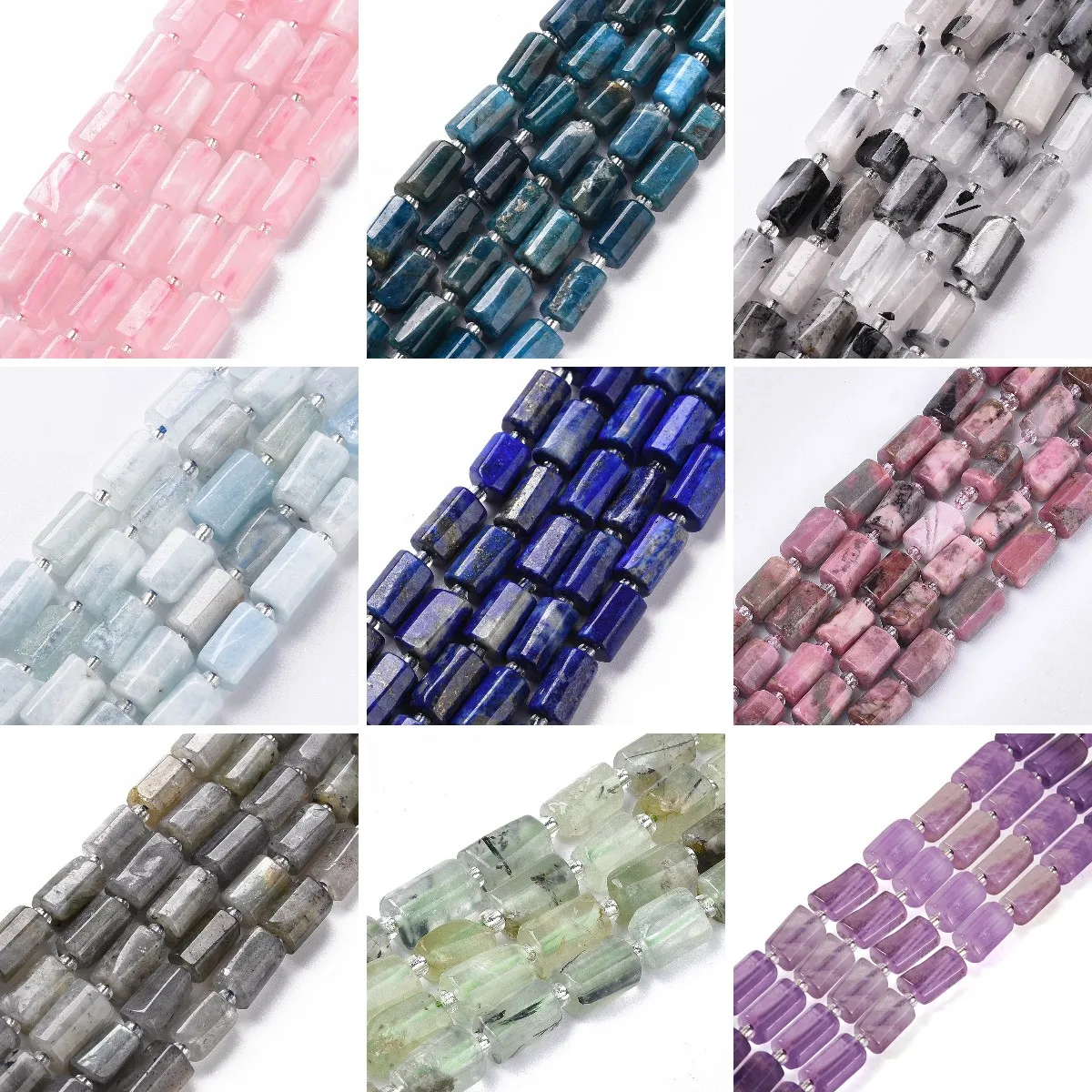 

Natural Stone Column Faceted Quartz Beads Strands Apatite Spacer Beads for Bracelet Earring Necklace Jewelry DIY Making Findings