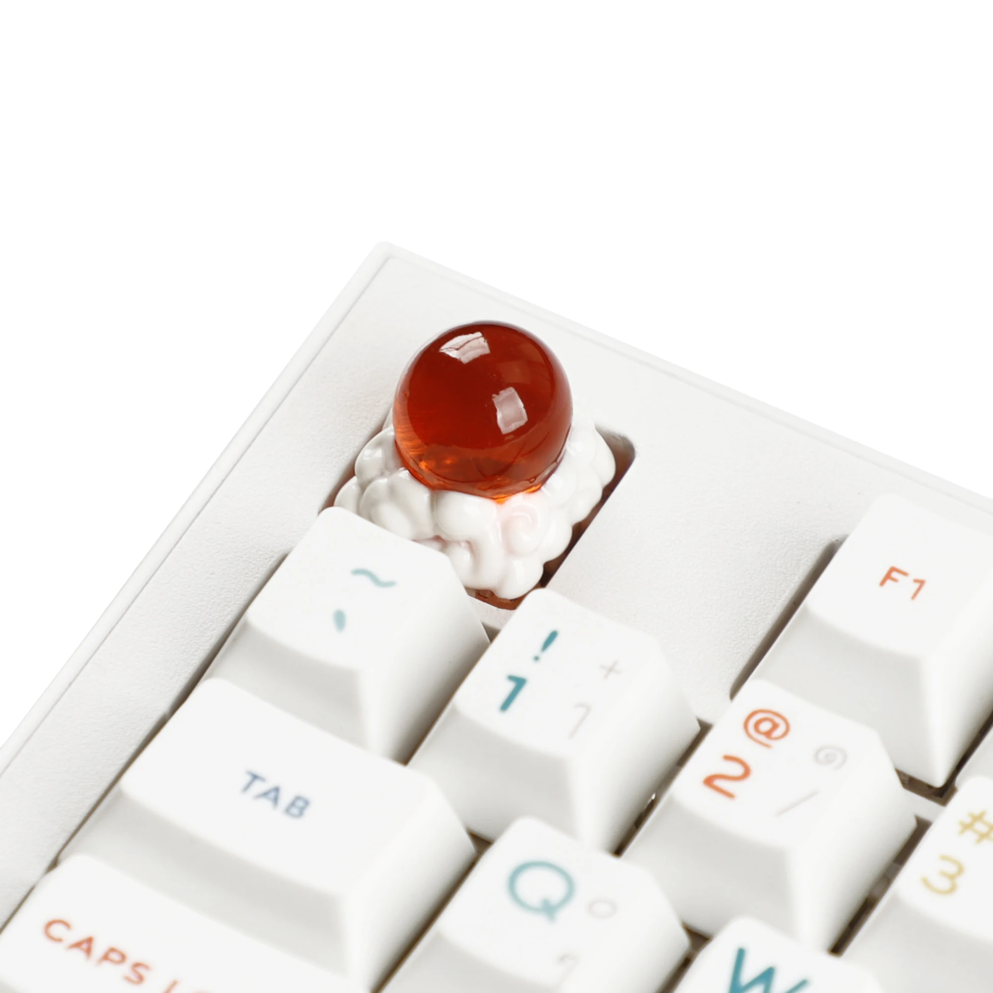 YMDK 1pcs 3D Orange Bead 1u Esc Key R4 Design Resin Creative Personalized Keycaps for MX Mechanical Keyboards