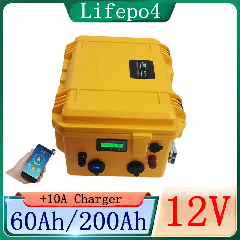 

LiFePo4 12 В 60 Ач/80 Ач/100 Ач/120 Ач/150 Ач/180/200 Ач литиевая батарея с BMS для блока питания автомобиля для рыбной лодки + зарядное устройство 10 А
