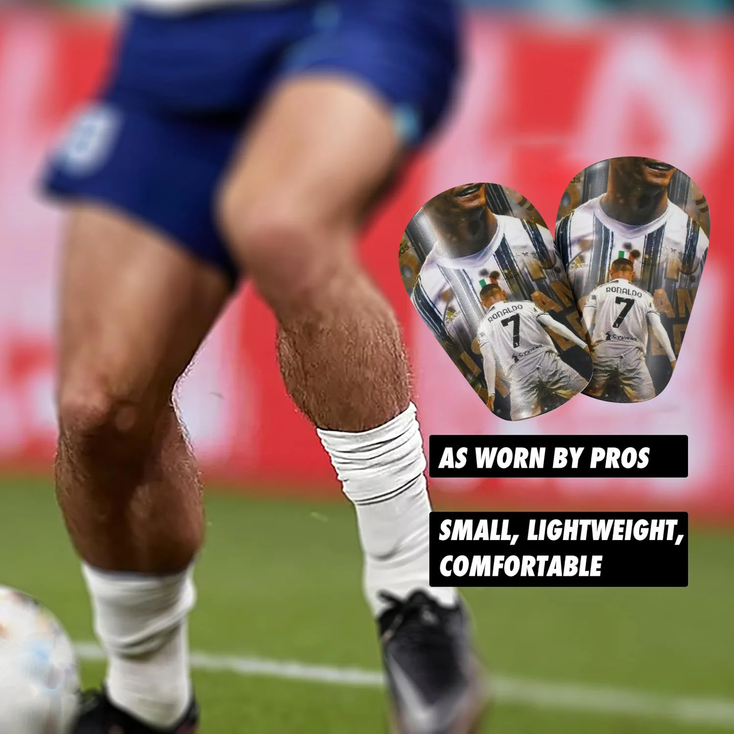 1 Paar Mini-Fußball-Schienbeinschoner - Ultrakleine Schutzausrüstung für Männer & Frauen, Blau-Weißes Rissiges Eis-Design, PP-Material – Detail 3