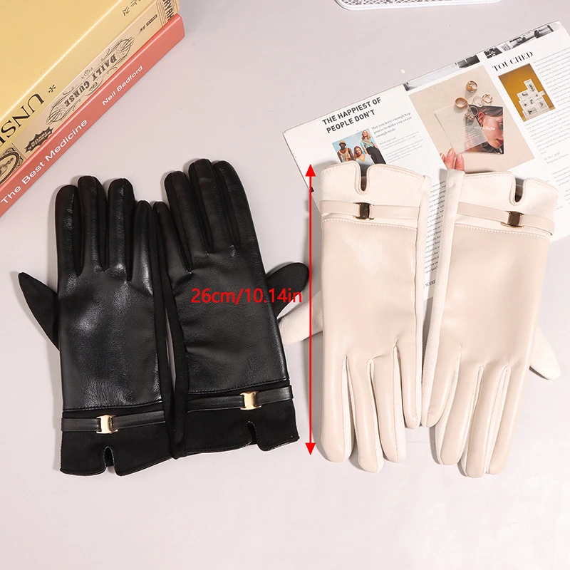 Winter Women Keep Warm Touch Screen Plus Fleece Gloves Elegant Fashion Personality Soft Drive Cycling Suede gloves