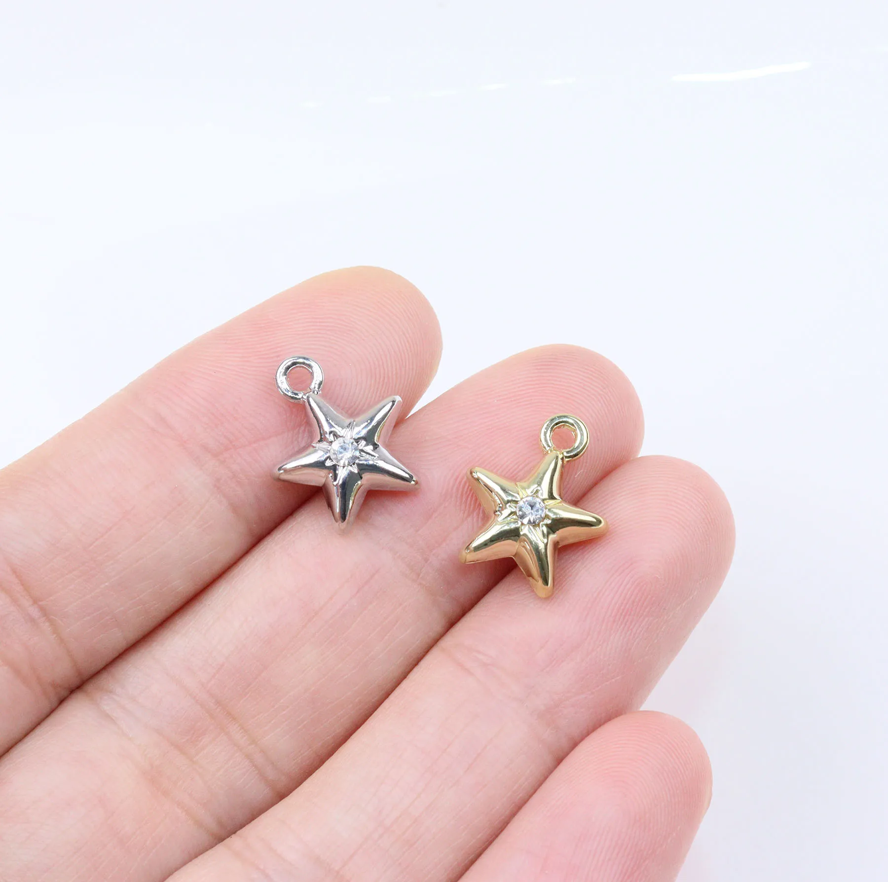 Eruifa 6pcs 12mm 3D Star Double Side Coin Zinc Alloy Fashion Necklace,Earring Bracelet Jewelry Women Girl DIY Handmade 2 Colors