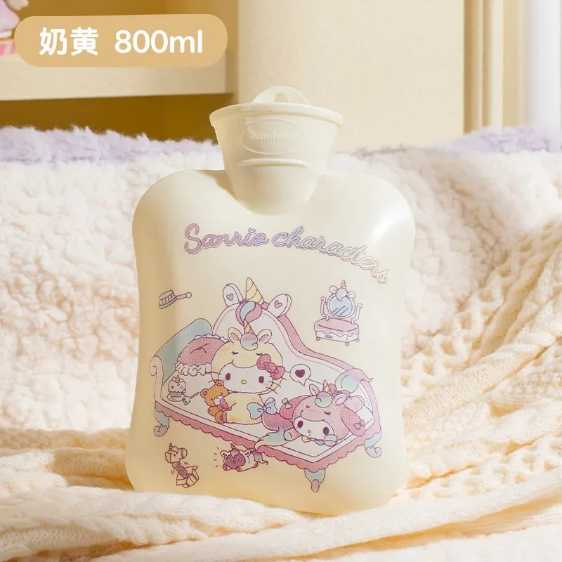 Sanrio garrafa de água quente cheia de água hello kitty pvc saco mais quente de mão 850ml bonito dos desenhos animados aquecedor de mão cheio de água presente kawaii