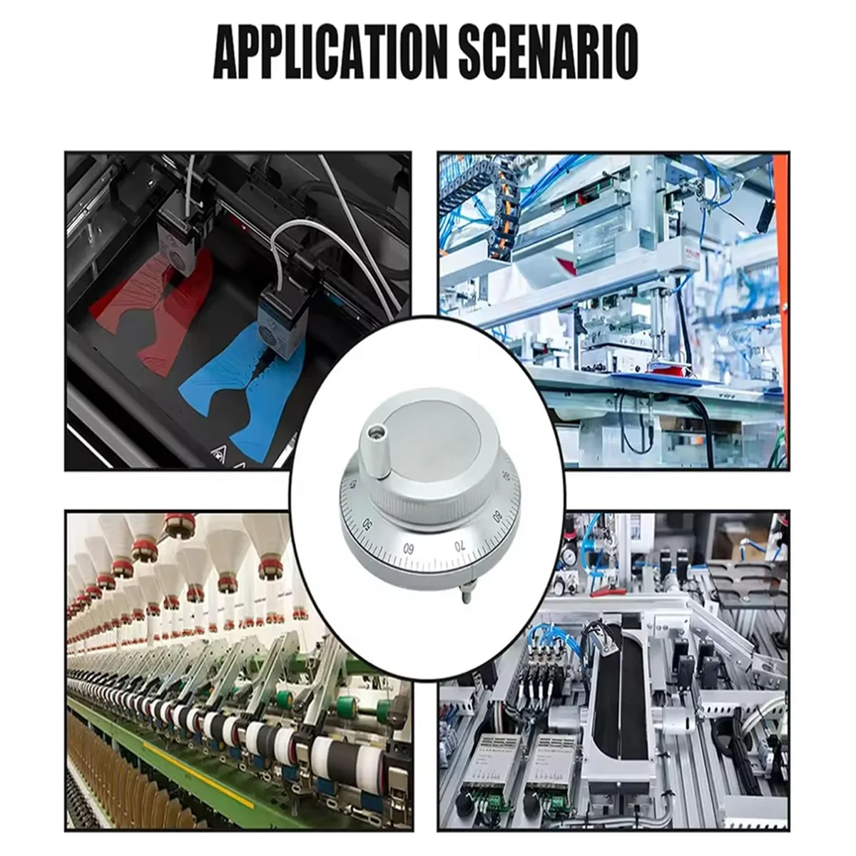 A002 5V CNC Electronic Handwheel, 6 Terminal 100PPR Manual Pulse Generator Hand Wheel Rotary Knob Encoder with Handle 80mm