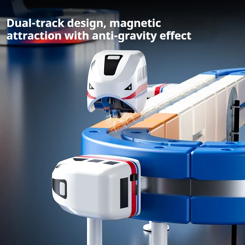 Tren eléctrico de alta velocidad, montaje magnético, juguete DIY, modelo educativo de pista de desviado por gravedad, juego de coche sin Radio controlado