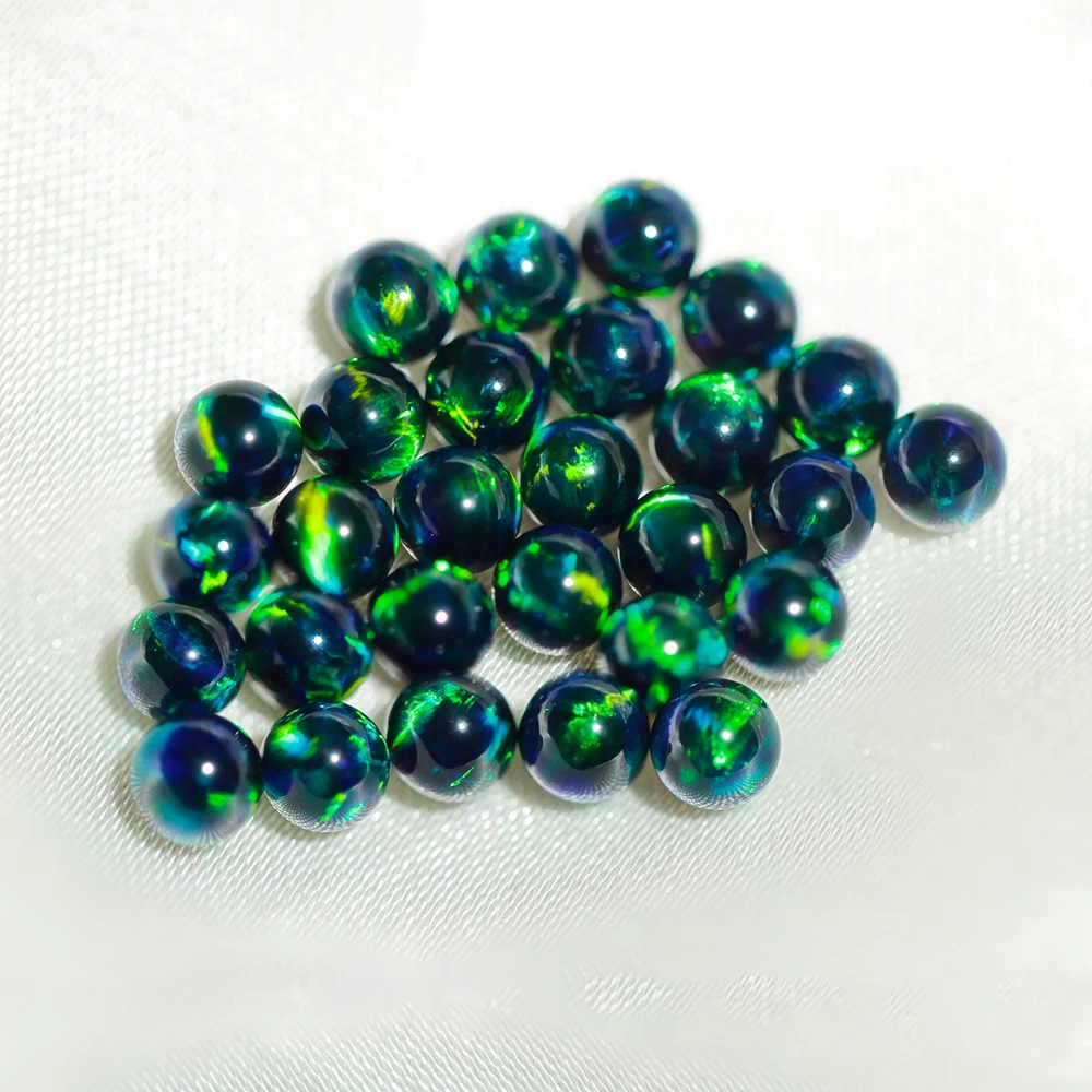 Jelly Beads for Jewelry Making OP517-OP524 Synthetic Fire Opal Mix Color Black Ball