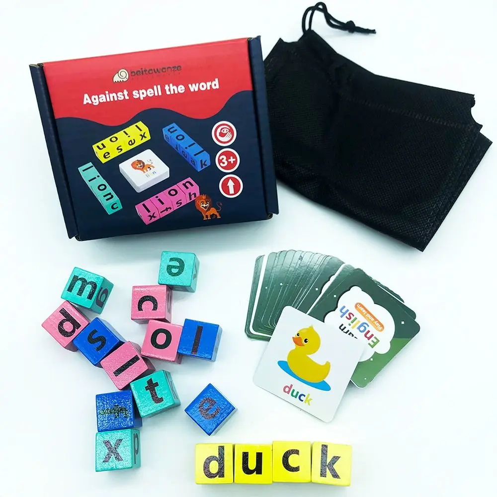 Learning Cards Flash Cards Wooden Matching Game Puzzle Game English Words Card Alphabet Spelling Game Letter Spelling Block