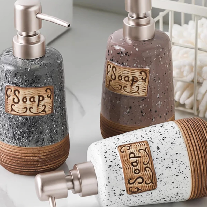 

Retro ceramic hand sanitizer bottle Press bottle Separate bottle Bathroom shower gel Hotel commercial shampoo