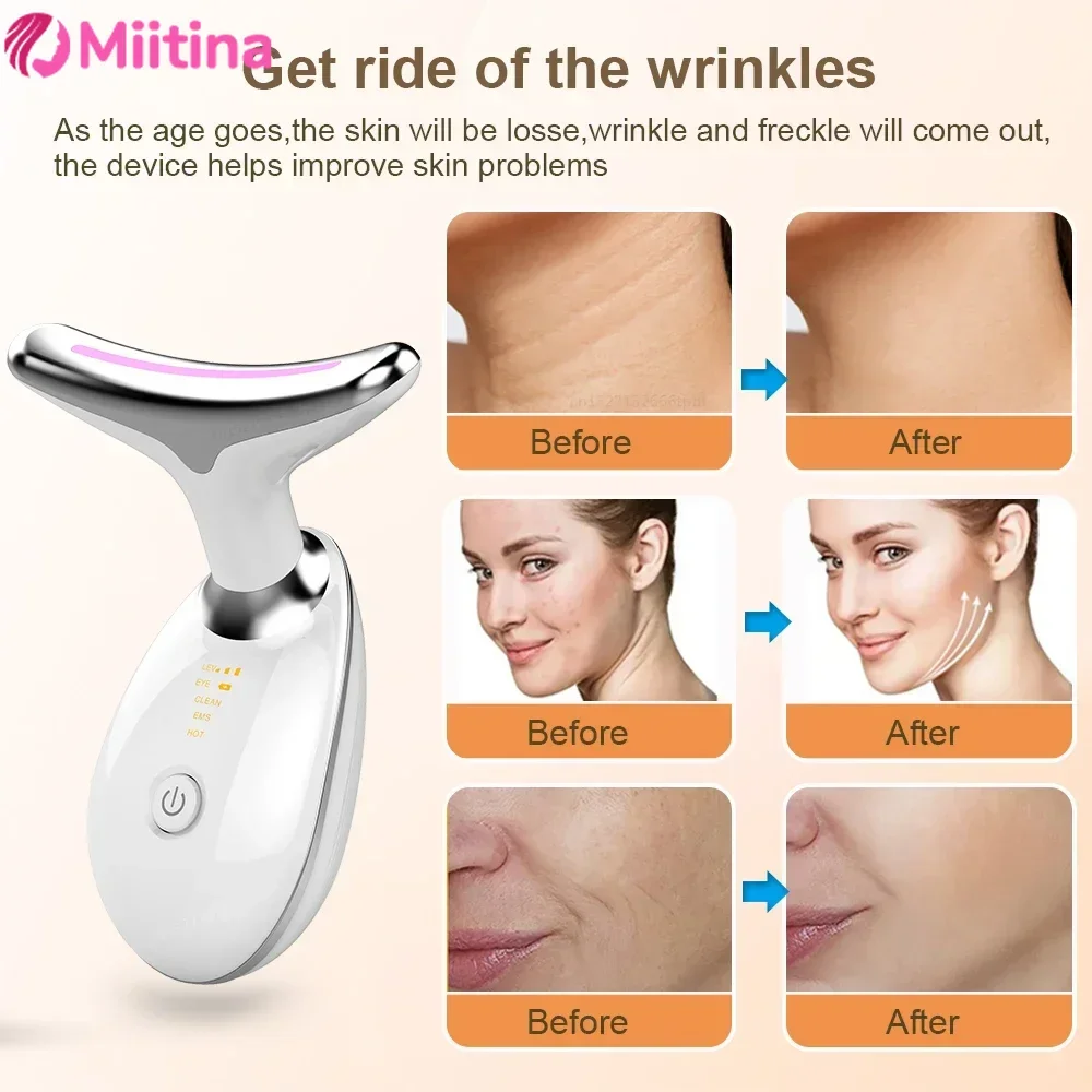 

Beauty Neck Device for Fading Wrinkles Neck Wrinkles,Tightening Facial Massage Device Color Light High Frequency Facial Machine