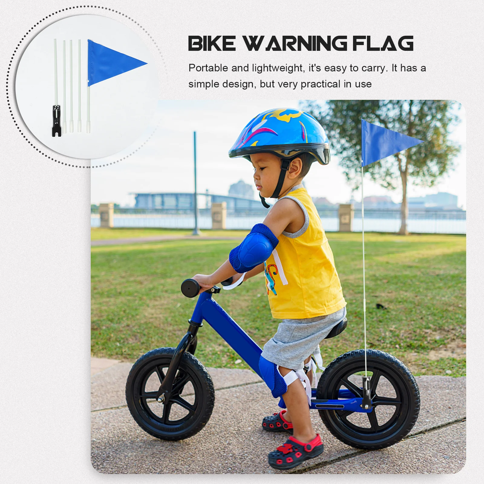 

1Set Bike Safety Flag Adjustable Pole 's Triangular Tail High Visibility Reflective Warning Safety Flag for Cycling