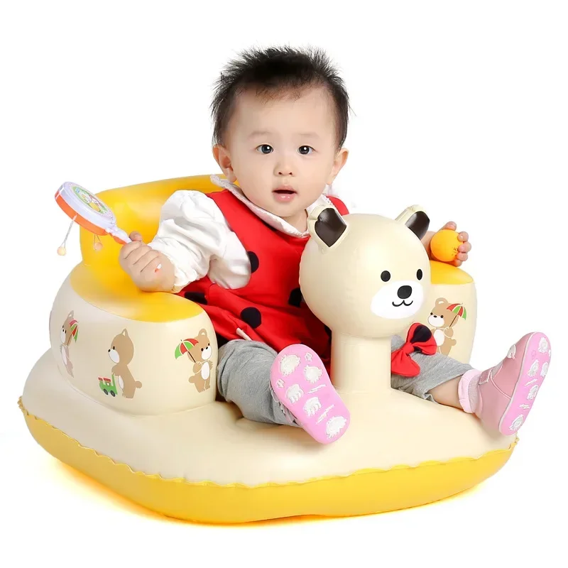 

[Funny] Bear Inflatable Baby Chair Bath Room Stools Portable Children Seat Kids Feeding Learn To Sit Play water Games Bath Sofa