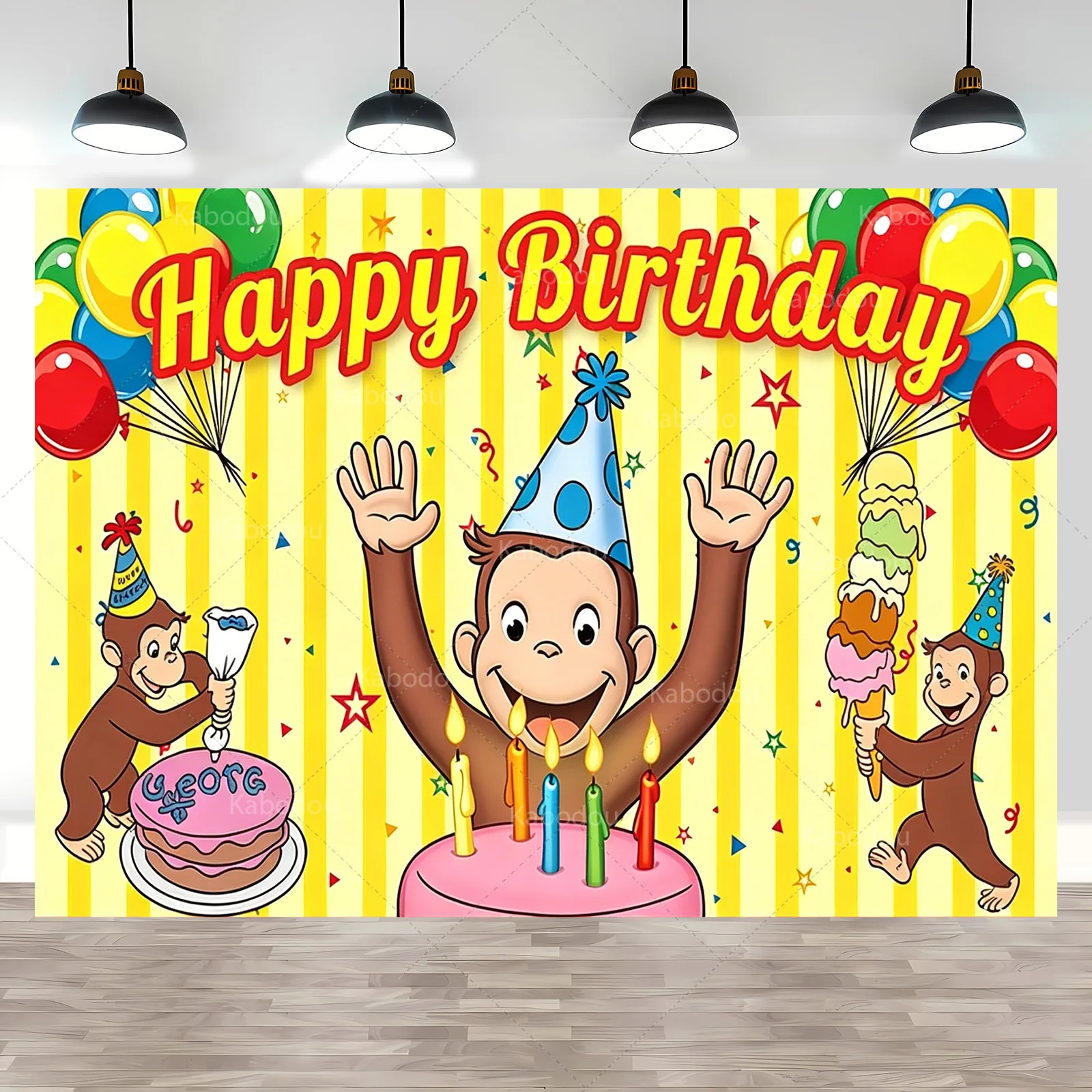 Curious George Monkey Theme Sq - Photography Lighting Backdrop recension och pris