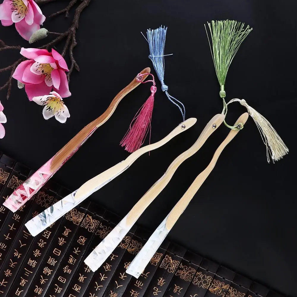 Classical Artistic Gift Sea Shell Shape Bamboo Craft Handicrafts Dance Fan Folding Fan Photography