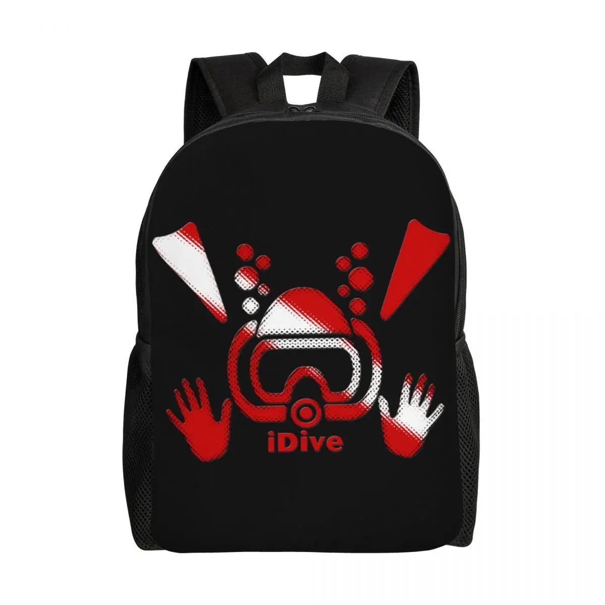 Customized Scuba Dive Aqua Red IDive OK Backpack  Diving Diver College School Travel Bags Men Women Bookbag Fits 15 Inch Laptop