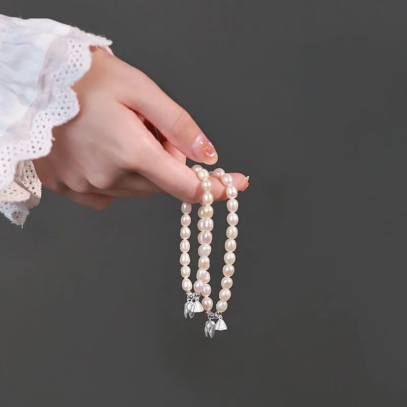 French Retro Imitation Pearl Lotus Seedpod Handmade Bracelet for Women Light Luxury Unique Niche Joyful Bead Bracelet Wholesale