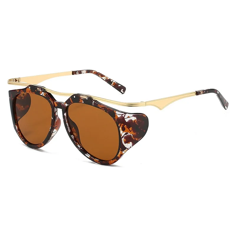 Designer Oversized Sunglasses Black For Women Fashion Brand Silver Mirror Retro White Beach Sun Glasses For Man Woman With Case