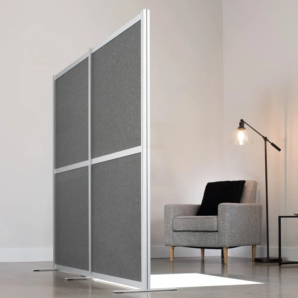 Dark Gray Freestanding Privacy Panel, 76 x 66 inch, Modular Wall System for Modern Office