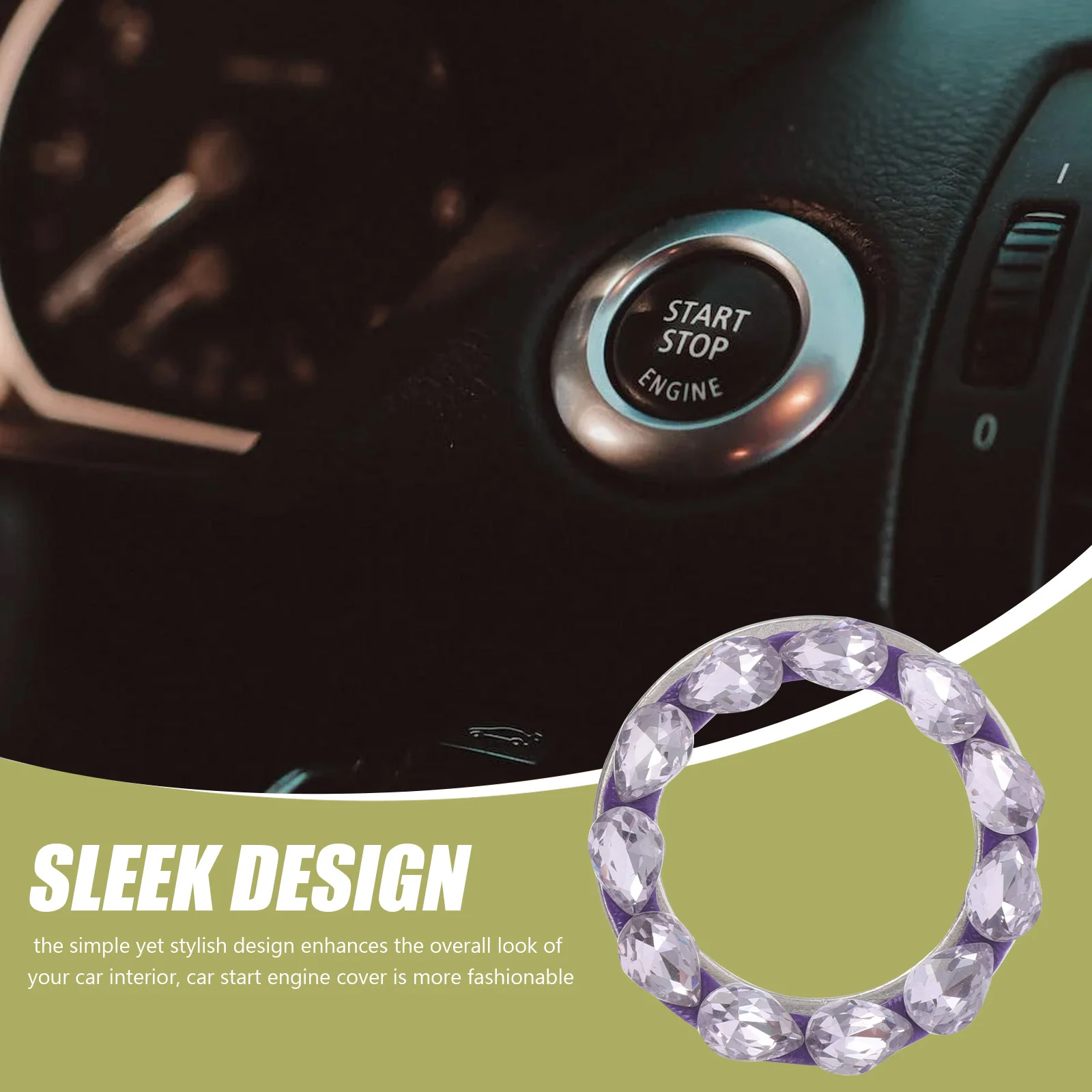 

Bling Push Button Rhinestone Sparkling Engine Start Decoration Interior Car Accessories Women Ignition Sticker Elegant