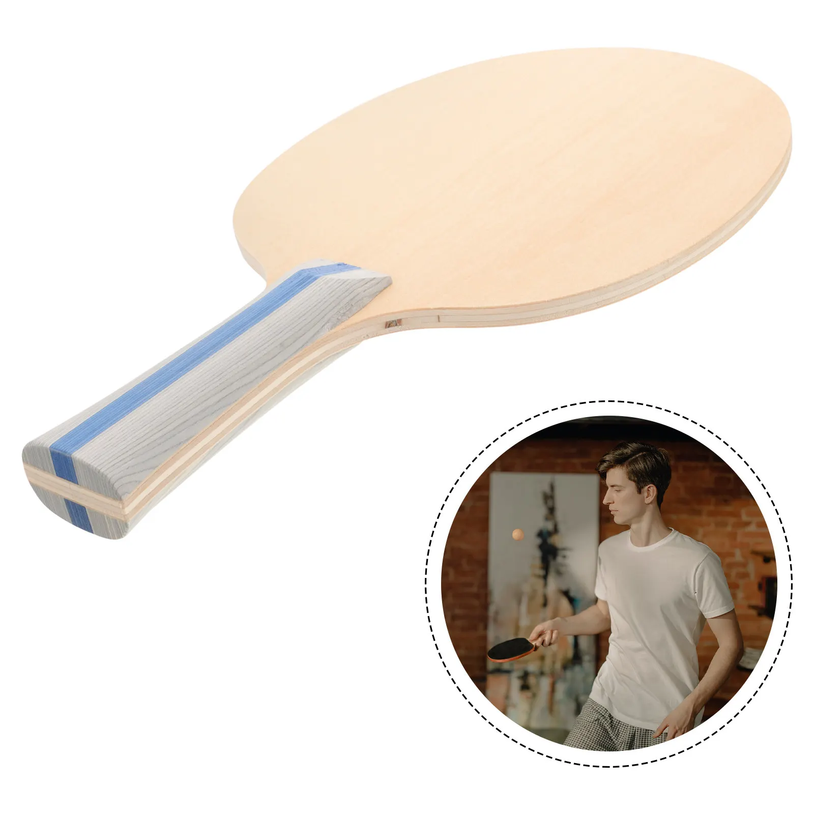 

Table Tennis Training Racket Lightweight Wooden Paddle Wide Head Surface Beginner Friendly Comfortable Grip Improves Reaction