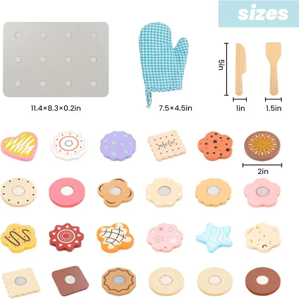 New Educational Wooden Cookie Play Food Set Safe Material Non-Toxic Kitchen Toys Imaginative Toddlers Food Accessories