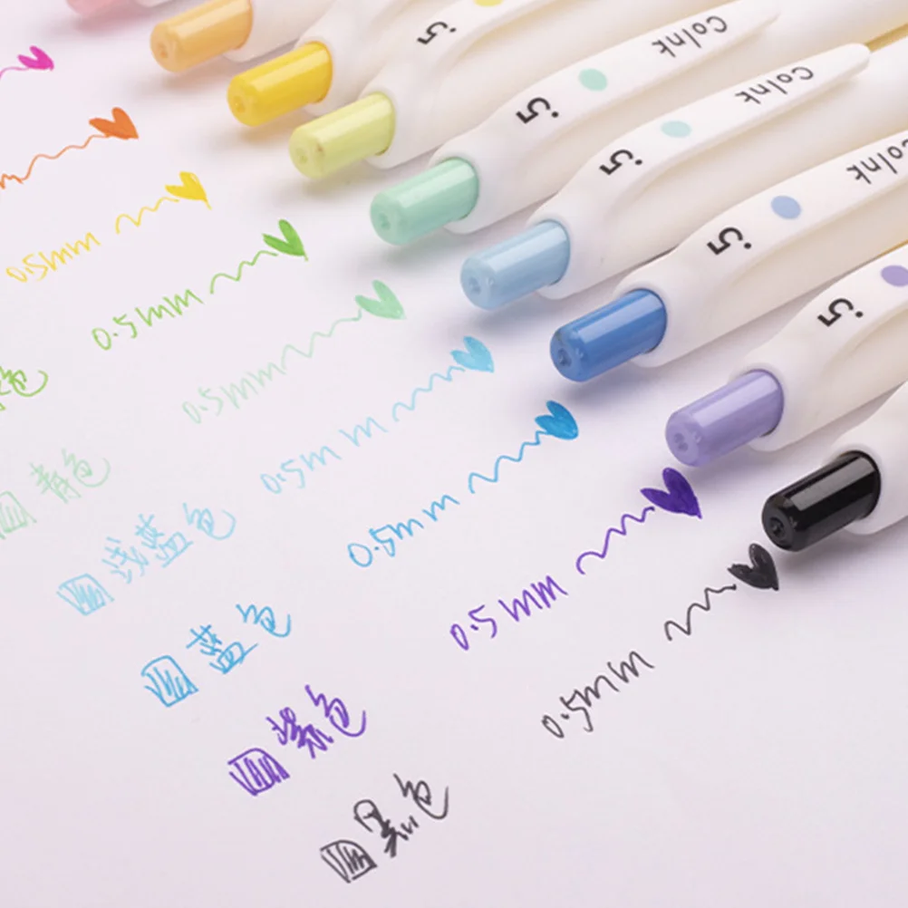 10 Pcs Press Neutral Pen Set Portable Marking Convenient Students Pens Multi-function Drawing Supply Plastic