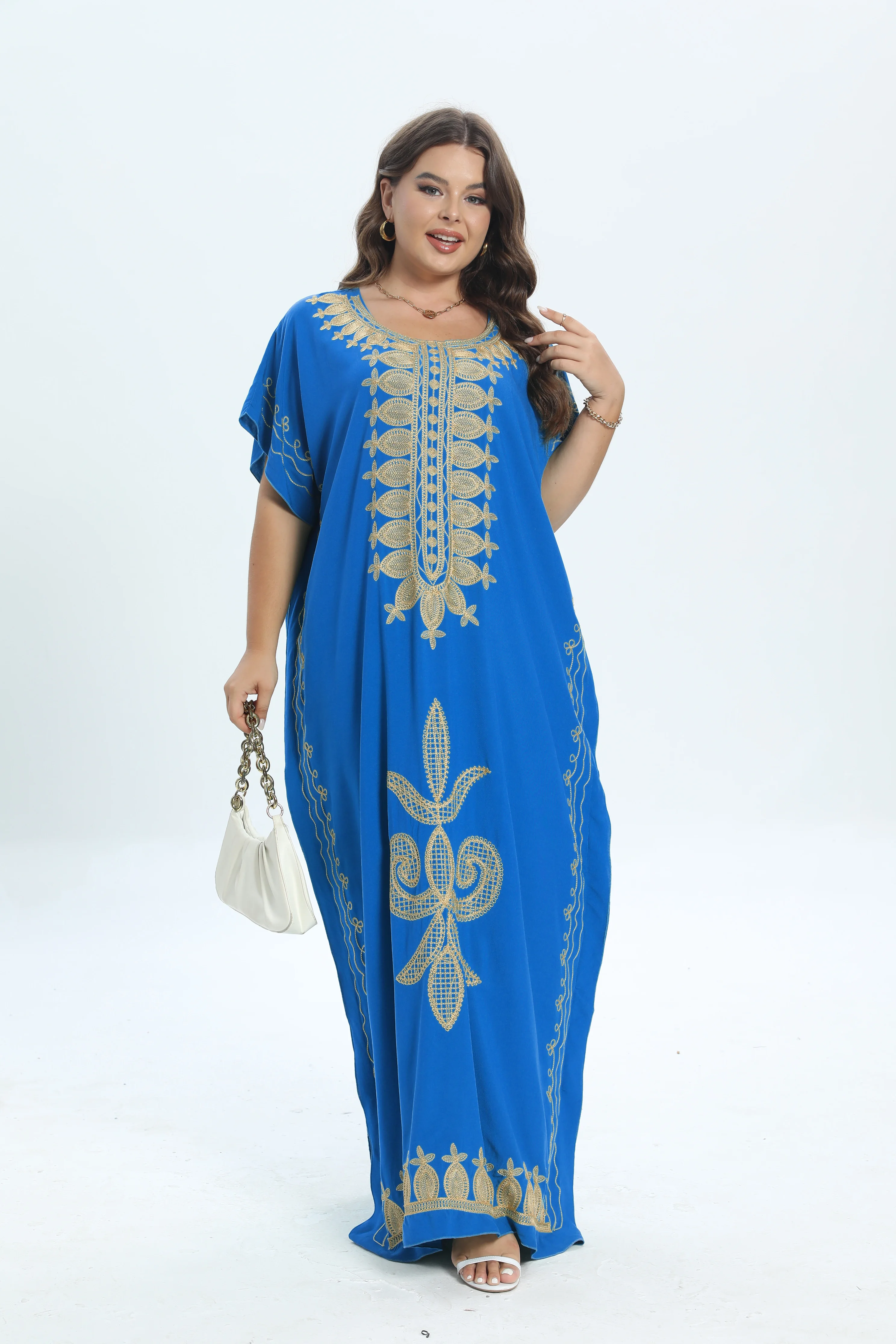 Robe marocaine en coton pour femmes, 2 pièces, grande taille, dashiki de plage, couverture caftan, abaya, béquille traditionnelle africaine