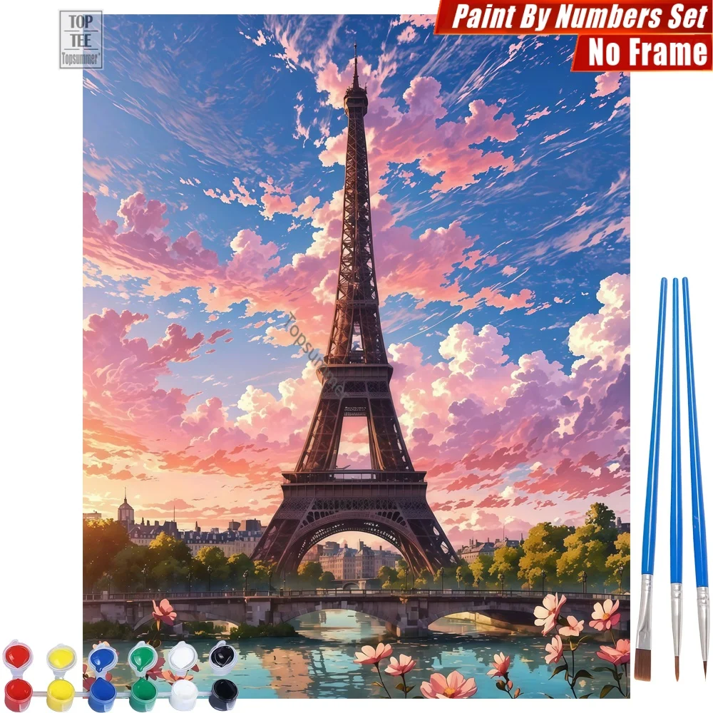 Eiffel Tower Splendid DIY Digital Oil Paint Kit - Eiffel Tower Sky Wall Art Home Decor Father'S Day Gift For Husband