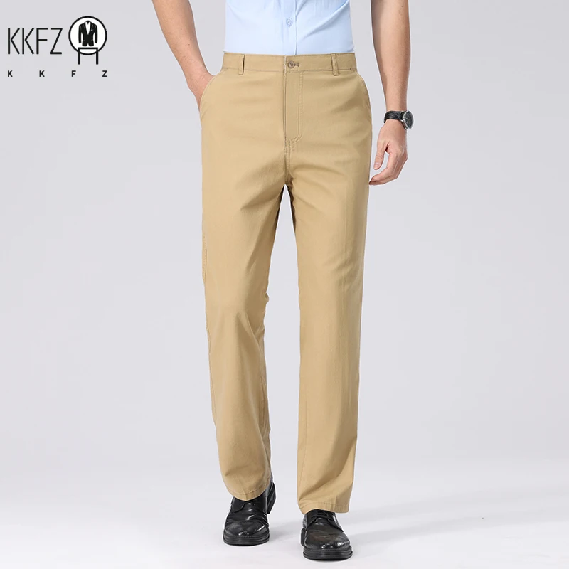 Light Relaxed Male Work Trousers Wrinkle Resistant Comfortable Waist Tailored Cut Travel Outdoor Daily Casual Long Pants