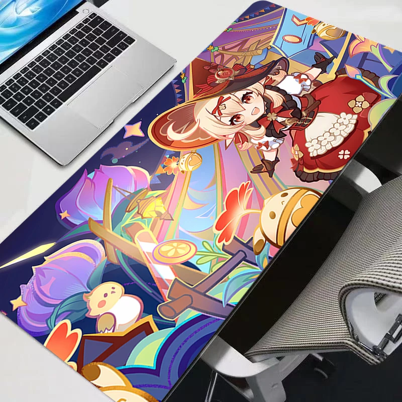 

90x40cm Mouse Pad Anime Cute Girl Gabinete Game G-genshin Impact Klee Computer Desk Mat Keyboard Pad Gaming Accessories Mousepad