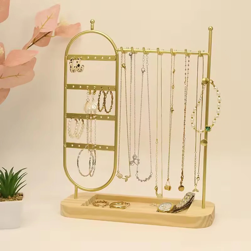1 desktop solid wood base jewelry rack suitable for organizing and storing watches, earrings, bracelets, necklaces, etc - view 5