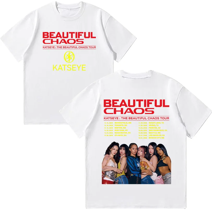 レディース純綿トップス キャッツアイ ビューティフルカオスツアー2025 Tシャツ ファッションプリントTシャツ サマーコンフォート服 ユニセックスルーズT