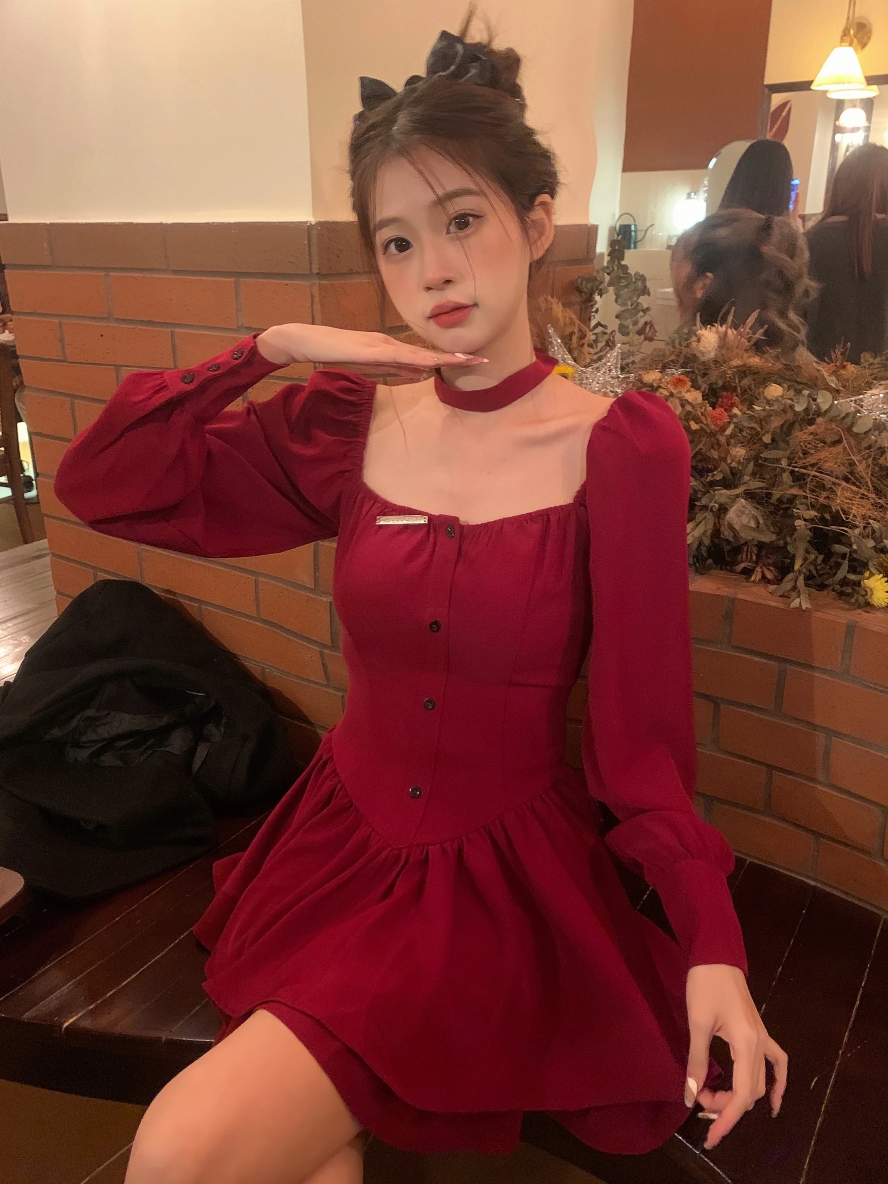 Black Vintage 3 Piece Skirt Set Women Sexy Lolita Y2k Mini Skirt Suit Female Casual Korean Fashion Long Sleeve Hottie Set 2023