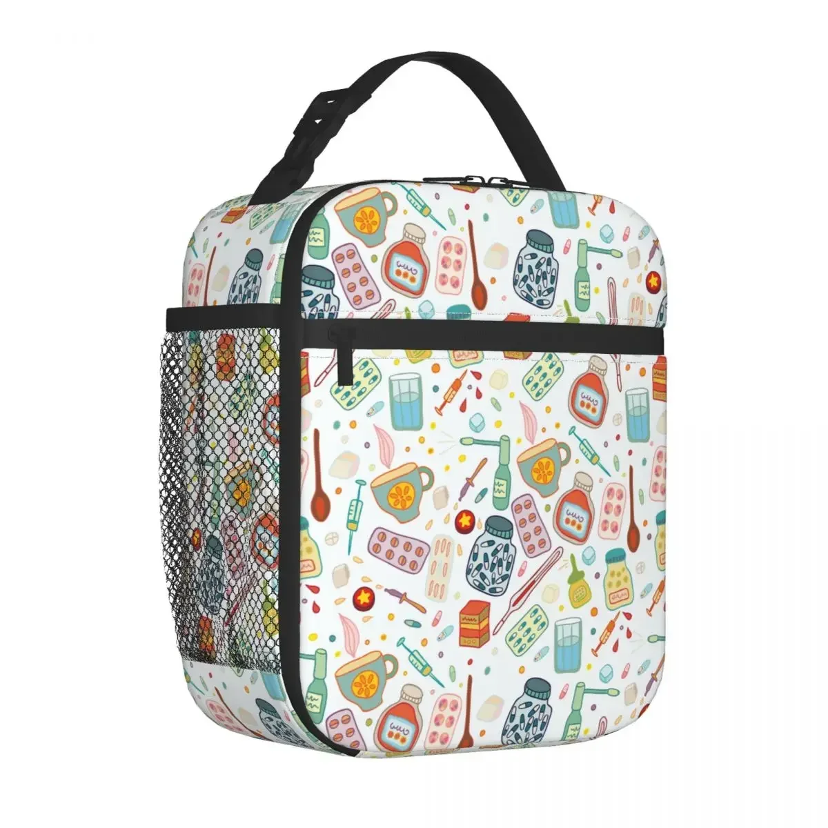 Medical Colored Seamless Pattern Insulated Lunch Bags Large Lunch Container Cooler Bag Tote Lunch Box Work Travel Men Women