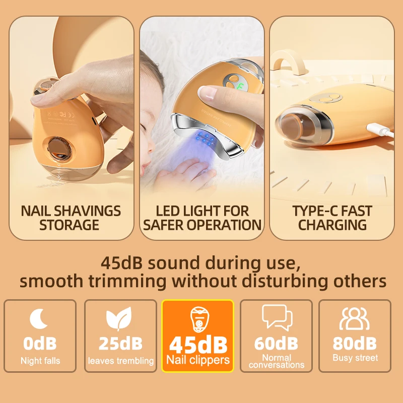 2in1 Automatic Nail Clipper Electric Trimmer File LED Display 3 Speeds Debris Storage Safe Nail File for Baby Seniors Nail Care view 3